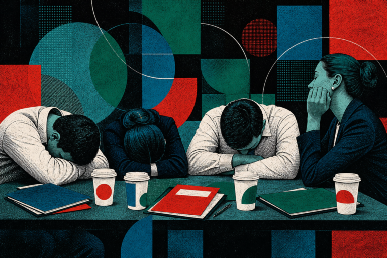 People asleep at a seminar table.